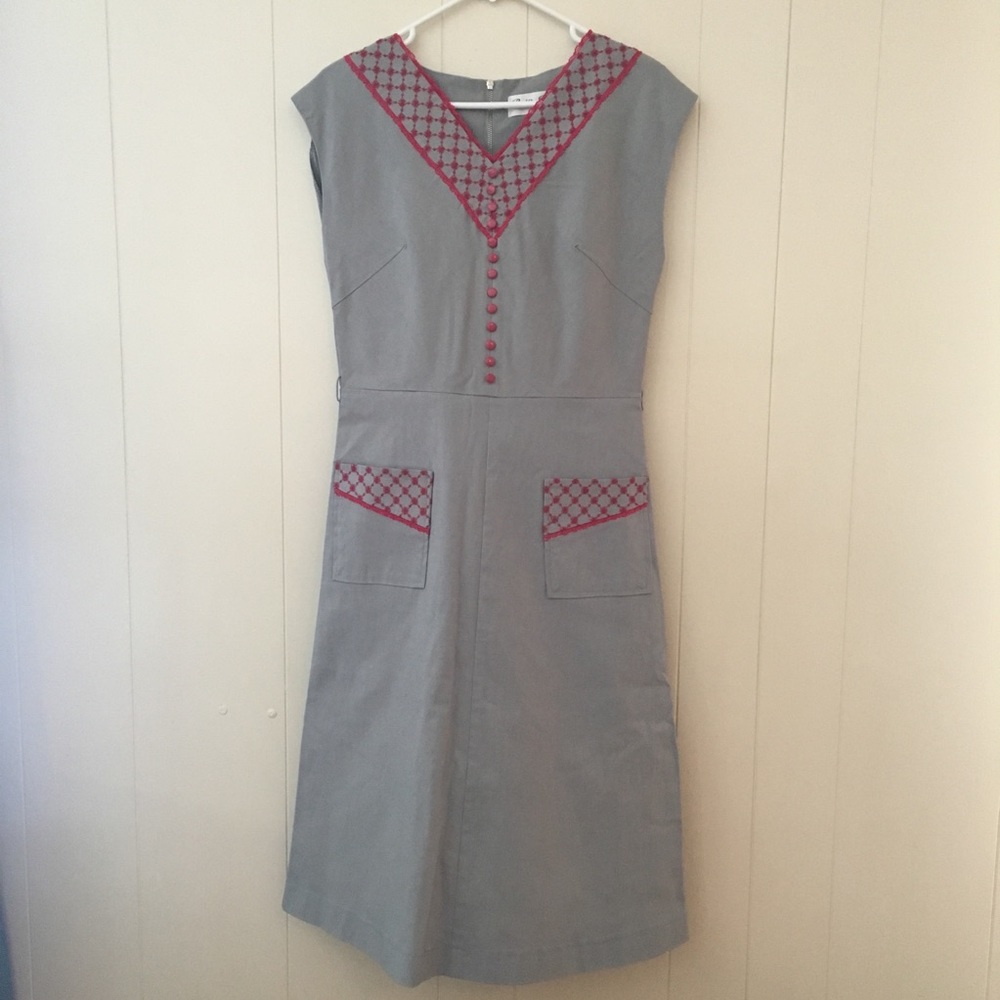 Bettie Page RETRO styled gray and red dress